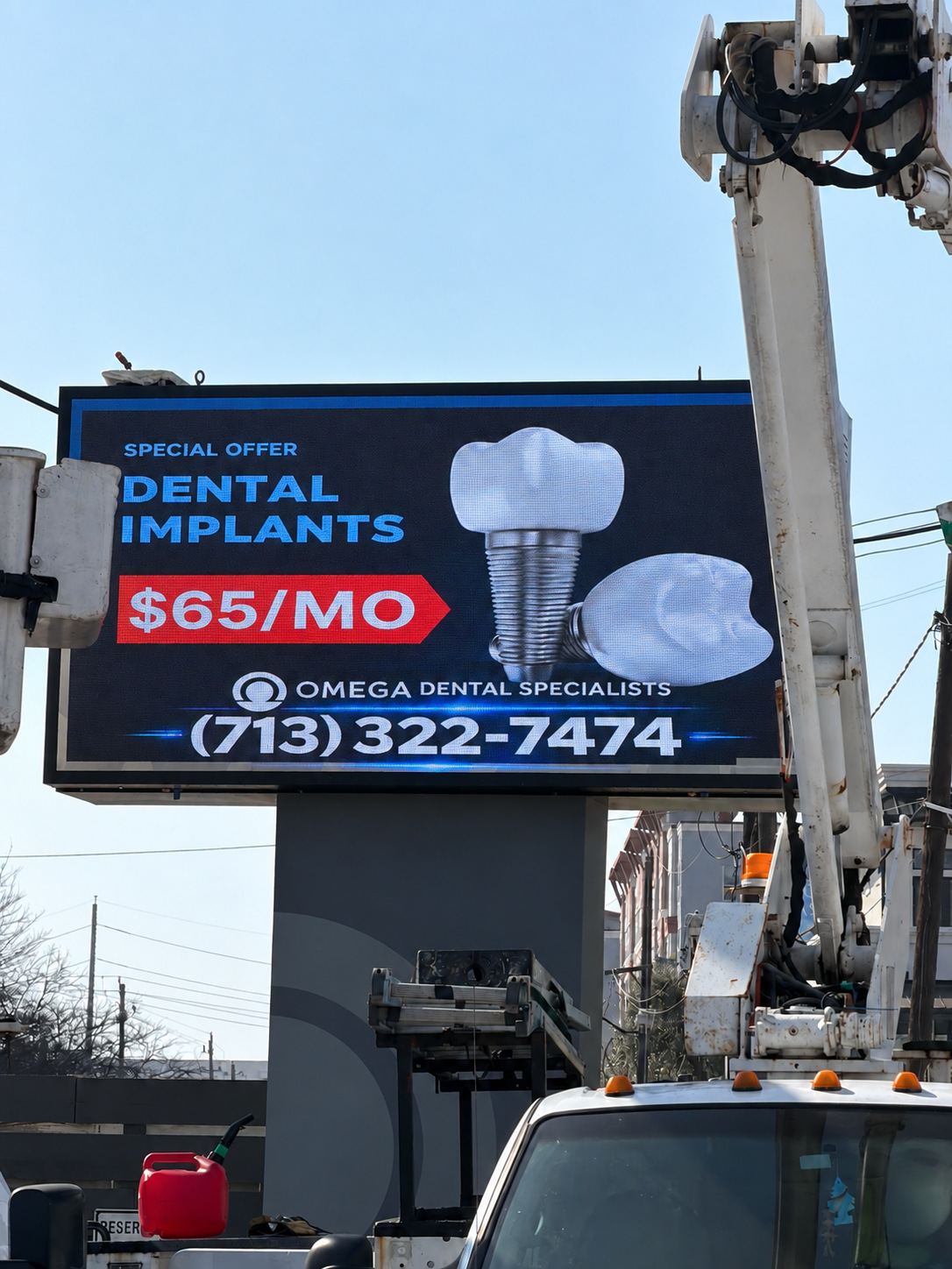 Outdoor LED sign displaying commercial content